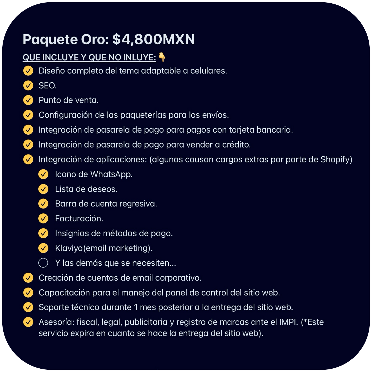 PAQUETE ORO